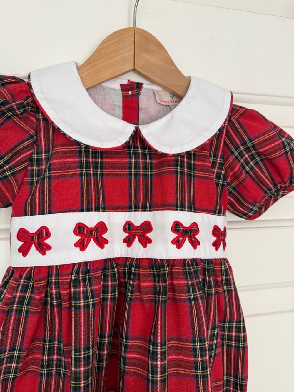 NWT Girls Red Tartan Plaid Christmas Holiday Dress with Peter Pan Collar - Picture 2 of 6